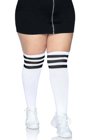 Over the Knee Athletic Socks - 1x/2x - White/black LA-5627XWHTBLK