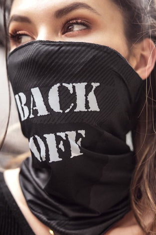 Face/ Neck Bandana - Back Off - Black Print -  One Size GE-252-BLK-OS