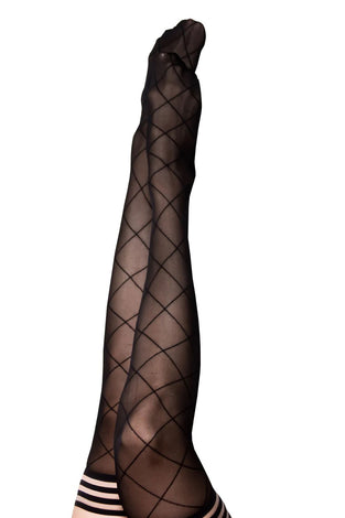 Anna - Diamond Thigh High - Size a - Black KX-1321A-BLK-A