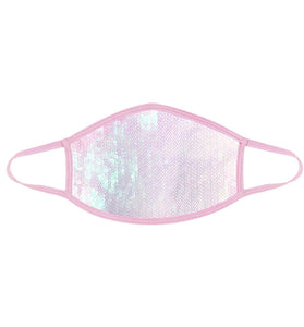 Ballet Sorbet White Sequin Dust Mask With Pastel Pink Trim NN-MSKM-BSO-PPI
