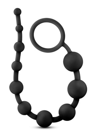 Anal Adventures - Platinum - Silicone 10 Anal   Beads - Black BL-11015