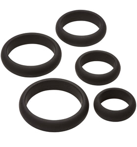 Cloud 9 Comfort Cock Rings With Flat Back 5 Pack - Black WTC961