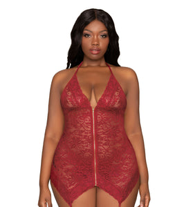 Garter Slip and G-String - Queen Size - Garnet DG-12488XGARQ