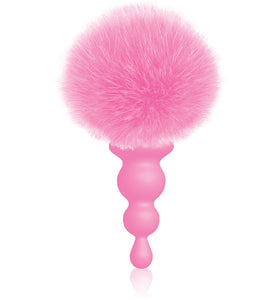 The 9's Cottontails Silicone Bunny Tail Butt Plug  - Beaded Pink IC2688