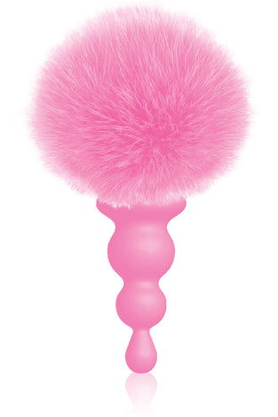 The 9's Cottontails Silicone Bunny Tail Butt Plug  - Beaded Pink IC2688