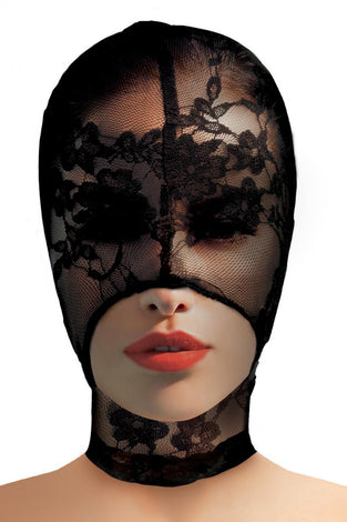 Lace Seduction Lace Bondage Hood - Black MS-AH033