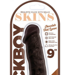 Dickboy - Skins - Dildo With Balls - 9 Inch -  Chocolate Dick Lovers HP3362