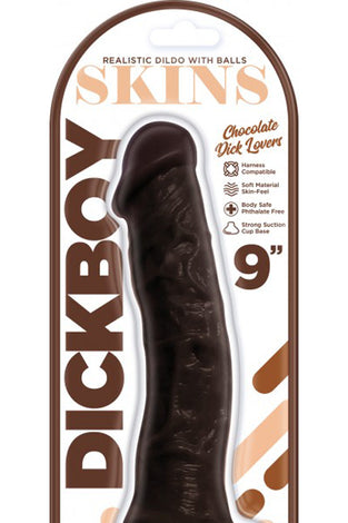 Dickboy - Skins - Dildo With Balls - 9 Inch -  Chocolate Dick Lovers HP3362