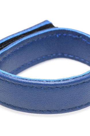 Leather and Velcro Cock Ring - Blue STR-AG997-BLU