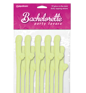 Bachelorette Party Favors - Dicky Sipping Straws - Glow-in-the-Dark - 10 Piece PD6203-02