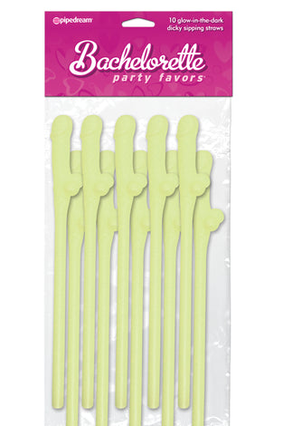 Bachelorette Party Favors - Dicky Sipping Straws - Glow-in-the-Dark - 10 Piece PD6203-02