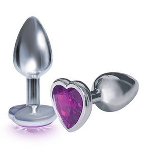 The 9's the Silver Starter Heart Bejeweled Stainless Steel Plug - Violet ICB2610-2
