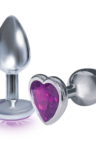 The 9's the Silver Starter Heart Bejeweled Stainless Steel Plug - Violet ICB2610-2