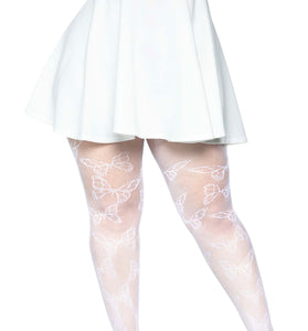 Butterfly Net Tights - 1x/2x - White LA-1412XWHT1X2