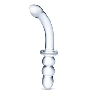 8 Inch Ribbed G-Spot Glass Dildo - Clear GLAS-152