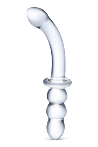 8 Inch Ribbed G-Spot Glass Dildo - Clear GLAS-152