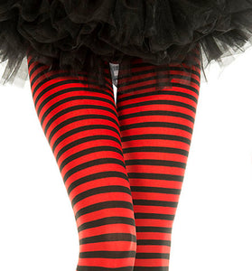 Striped Tights - One Size - Black/red ML-7471-BLKRED