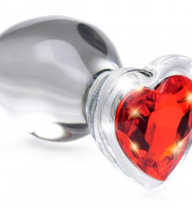 Red Heart Gem Glass Anal Plug - Large BTYS-AG432-LRG