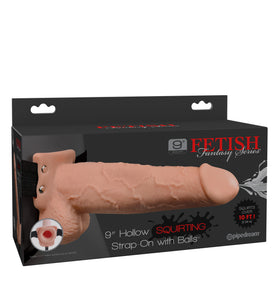 Fetish Fantasy Series 9 Inch Hollow Squirting Strap-on With Balls - Flesh PD3398-21