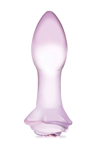 5 Inch Rosebud Glass Butt Plug - Pink GLAS-157