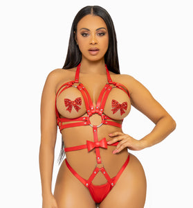 Convertible Vegan Leather O-Ring - Medium - Red LA-KI4037REDM