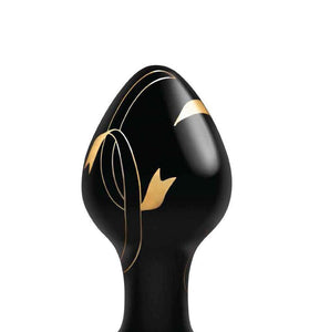 Secret Kisses - 3.5 Inch Handblown Glass Plug - Black SK-3001
