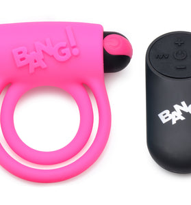 Bang - Silicone Cock Ring and Bullet With Remote Control - Pink BNG-AG572-PNK