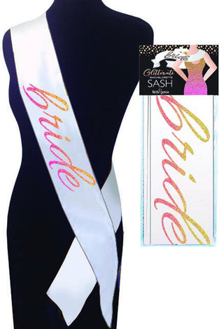 Glitterati Bride Sash - White LG-NVC106