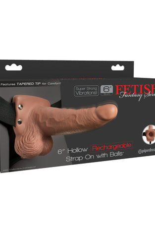 Fetish Fantasy Series 6 Inch Hollow Rechargeable Strap-on With Balls - Tan PD3395-22
