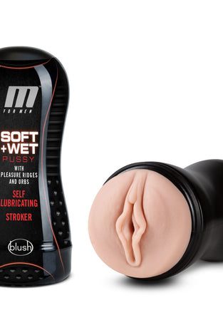 M for Men - Soft and Wet - Pussy With Pleasure Ridges and Orbs - Self Lubricating Stroker Cup - Vanilla BL-84023