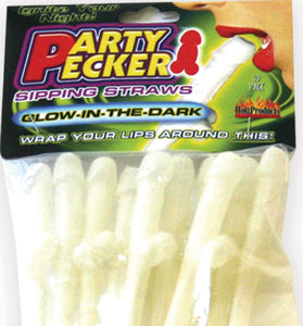 Party Pecker Sipping Straws 10 Pc Bag - Glow in the Dark HTP2102