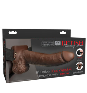 Fetish Fantasy Series 8 Inch Hollow Rechargeable Strap-on With Remote - Brown PD3394-29