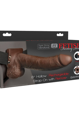 Fetish Fantasy Series 8 Inch Hollow Rechargeable Strap-on With Remote - Brown PD3394-29