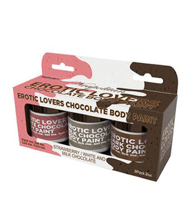 Erotic Lovers Chocolate Body Paint - Neapolitan -  White Chocolate, Milk Chocolate and Strawberry -  (3 Pack) HTP3474