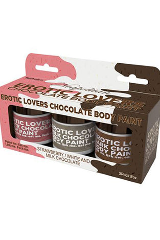Erotic Lovers Chocolate Body Paint - Neapolitan -  White Chocolate, Milk Chocolate and Strawberry -  (3 Pack) HTP3474