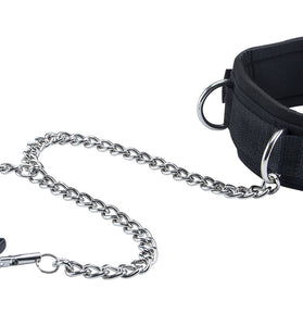 Velcro Collar With Nipple Clamps - Black OU-OU671BLK
