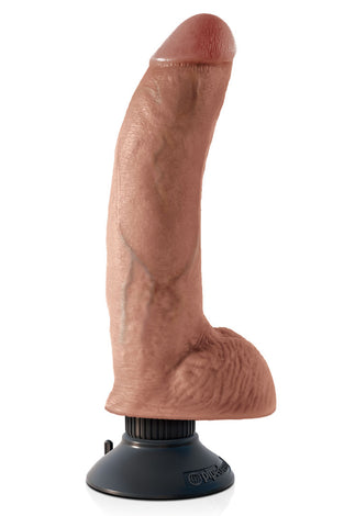 King Cock 9 Inch Vibrating Cock With Balls - Tan PD5409-22