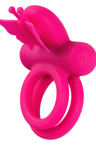 Silicone Rechargeable Dual Butterfly Ring - Pink SE1843353
