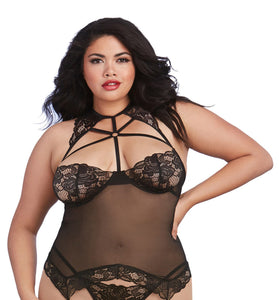 Bustier and G-String - Queen Size - Black DG-11839XBLKQ