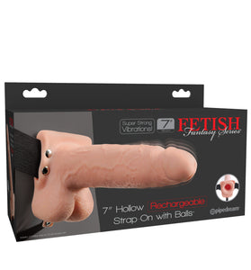 Fetish Fantasy Series 7 Inch Hollow Rechargeable Strap-on With Balls - Flesh PD3391-21