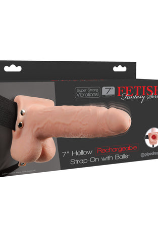 Fetish Fantasy Series 7 Inch Hollow Rechargeable Strap-on With Balls - Flesh PD3391-21
