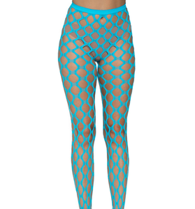 Jumbo Pothole Net Tights - Neon Blue - One Size LA-9331NBLU