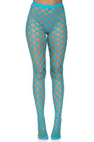 Jumbo Pothole Net Tights - Neon Blue - One Size LA-9331NBLU