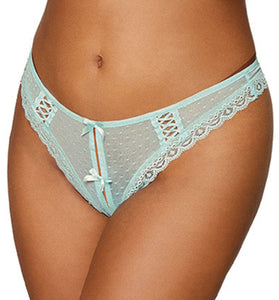 Dot Mesh Open Crotch Thong - Large - Mint DG-1480MNTLRG