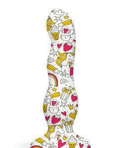 Collage - Cupcake and Unicorns - Curvy Silicone  Dildo IC9000