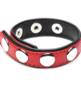 Cock Gear Leather Speed Snap Cock Ring - Red STR-AG845-RED