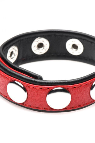 Cock Gear Leather Speed Snap Cock Ring - Red STR-AG845-RED