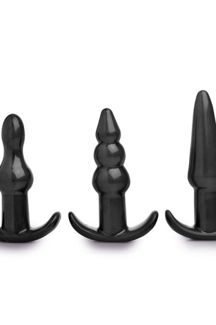 4 Piece Vibrating Anal Plug Set - Black TV-AF832BLK