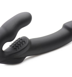 Evoke Rechargeable Vibrating Silicone Strapless Strap on - Black SU-AF624-BLK