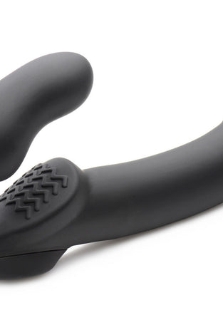 Evoke Rechargeable Vibrating Silicone Strapless Strap on - Black SU-AF624-BLK